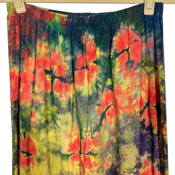 Boho Tie Dye Slip Skirt Medium Colorful Hippie Festival Lightweight Rayon Casual - Picture 2 of 6